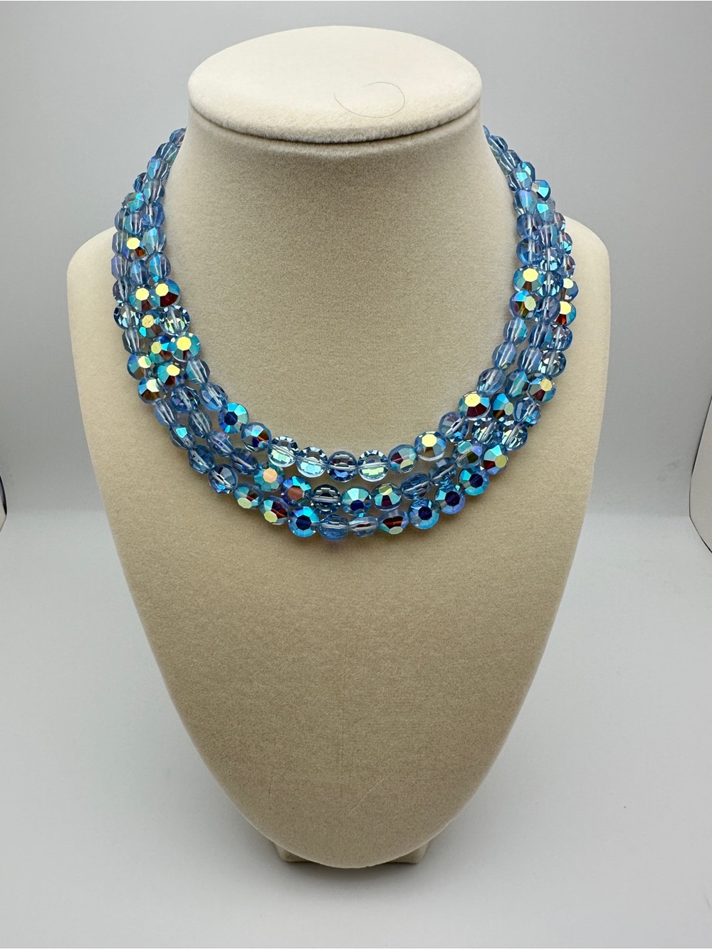 Blue Multi-Strand Crystal Necklace